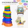 Outsunny Kids Balance Stepping Stones 11-Piece Fish Shape Non-Slip Obstacle Course Stackable Balance Blocks Exercise Toddler Balance for Indoors and Outdoors - Multicoloured