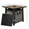 Outsunny Propane Gas Fire Pit Table, 50000 BTU Smokeless Firepit Outdoor Patio Heater with Waterproof Cover, Glass Beads and Lid, 71 x 71 x 66.5cm, Dark Grey