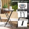 Outsunny Mosaic Outdoor Garden Table, 35.5cm Round Folding Coffee Table with Metal Frame for Balcony Terrace, Multicolour