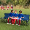 Outsunny 6 Seater Folding Bench, Outdoor Camping Chair Portable Sports Spectator Chair with Metal Frame, Cup Holder & Carry Bag, Blue