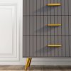 HOMCOM Bedroom Chest of Drawers, Modern 4-Drawer Dresser, Storage Drawer Unit with Aluminium Legs, Dark Grey