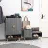 HOMCOM Modern Shoe Cabinet with 2 Doors, Open Shelf and Adjustable Shelves, 15 Pair Hallway Shoe Cupboard, Entryway Storage Unit