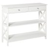 HOMCOM Console Table Side Desk w/ Shelves Drawers Open Top X Support Frame Living Room Hallway Home Office Furniture