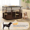 PawHut Dog Pen, Pet Playpen, Portable Foldable Dog Cat Playpen Soft Pet Cage with Storage Bag for Puppies, Rabbits, Kittens, Guinea Pigs, 84 x 64 x 53cm - Brown