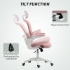 Vinsetto High Back Office Chair, Mesh Computer Desk Chair with Rotatable Headrest, 4D Lumbar Support, Flip-up Arm, Adjustable Height, Pink
