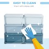 HOMCOM Kids Storage Units with 6 Drawers 3 Tier Chest Vertical Dresser Tower Toy Organiser for Nursery Playroom Kindergarten Blue