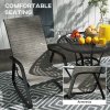 Outsunny Garden Rocking Chairs Set of 2, Ergonomic Outdoor Rocking Chairs with Armrests, High Backrest, Steel Frame Relaxing Rocker Armchair Seats for Patio, Balcony, Porch, Light Brown