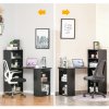 HOMCOM 120cm Computer Desk, Wooden PC Laptop Table with 6-Tier Storage Bookshelves, Home Office Working Study Desk, Writing Workstation, Black