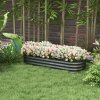 Outsunny Galvanised Raised Beds for Garden, Metal Elevated Planter Box with Safety Edging, Easy DIY for Growing Flowers, Herbs, Succulents, 150 x 62 x 30cm, Dark Grey
