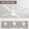 HOMCOM Ceiling Fan with Light, 130cm Flush Mount LED Ceiling Fan Light with 4 Reversible Blades, Pull-chain Switch, for Bedroom Living Room, White and Natural Tone
