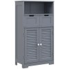 kleankin Bathroom Cabinet with Drawers, Bathroom Storage Cabinet with Louvred Doors, Open Compartment and Adjustable Shelf for Washroom