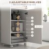 kleankin Bathroom Cabinet with Wheels, Bathroom Storage Cabinet with Cushioned Door, Removable Tray, Open Compartment and Adjustable Shelves for Washroom, White