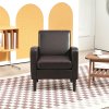 HOMCOM Modern Wingback Living Room Chair, Upholstered PU Leather Accent Armchair,  Single Sofa Chair with Lounge Seat and Wood Legs for Bedroom/Office/Reading Spaces, Brown