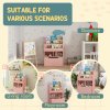 HOMCOM Kids Bookshelf with Storage Drawer, Children's Bookcase with Wheels, Toy Organiser for Bedroom, Playroom - Pink