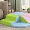 HOMCOM 6 Piece Soft Play Equipment, Kids Foam Blocks Toys for Climb and Crawl, Indoor Activity Play Set Playground for Toddler 1-3 Years Old, Pink