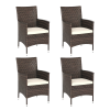 Outsunny 4 Pieces Outdoor PE Rattan Dining Chairs Set with Cushion, Garden Armchair with Armrests, High Backrest, Metal Frame Patio Wicker Furniture, Mixed Brown