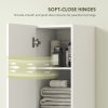 HOMCOM 300 x 1610 mm Wall Mounted Tall Bathroom Cabinet with Soft-Close Hinges, Slim Bathroom Storage Cabinet with 2 Doors, Modern Narrow Storage Cupboard, White
