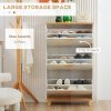 HOMCOM Narrow Shoe Cabinet, Slim Shoe Storage Cabinet with 3 Flip Drawers and Adjustable Shelves, 12 Pair of Shoes Organizer for Hallway, Entryway