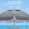 Outsunny 2m Beach Umbrella Portable with Sand Anchor, Adjustable Height & Tilt Beach Parasol with Carry Bag, UPF50+ UV Protection Sunshade Shelter, Grey