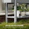 Outsunny Wooden Raised Garden Bed, Elevated Planter Box with Bed Liner, Drainage Holes and Storage Shelf, Raised Planter for Vegetables, Flowers, Herbs, 100 x 30 x 71 cm, Grey