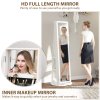 HOMCOM 360 Swivel Mirror Jewellery Cabinet with 3 Colour LED Lights, Lockable Jewellery Organiser, Free Standing Full Length Mirror with Storage for Earrings, Necklaces, Rings and Lipsticks, White