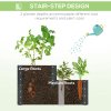 Outsunny 2 Tier Galvanised Raised Garden Bed, Outdoor Steel Planter Box with Open Bottom for Vegetables, Flowers and Herbs, 120 x 101 x 58 cm, Dark Grey