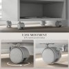 HOMCOM 2-Tier Printer Stand with Storage, Under Desk Printer Cart on Wheels with 3 Compartments, Desktop Printer Table for Home Office, White
