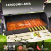 Outsunny Charcoal Barbecue Grill with Offset Smoker, Barrel BBQ Trolley with 3 Storage Shelves & Thermometer for Outdoor Garden Camping Picnic Cooking, Black
