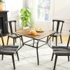 Outsunny 94 x 94 cm Garden Table with Parasol Hole, Outdoor Dining Table for 4, Square Patio Table with Stone-Grain Effect PC Board Top for Patio, Garden, Brown