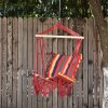 Outsunny Hammock Chair Swing Colourful Striped Tree Hanging Seat Porch Indoor Outdoor Fabric Garden Furniture