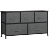 HOMCOM Chest of Drawers, 5 Drawer Fabric Dresser with Steel Frame, Adjustable Feet, Storage Organizer Unit for Bedroom, Living Room, Dark Grey