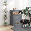 PawHut Pet Feeder Station, Dog Food Storage Container w/ Raised Dog Bowls, Hanger, for Food and Water - Grey