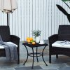 Outsunny 45cm Square Garden Table, Outdoor Metal Bistro Side Desk with Mesh Top, Black
