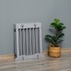 PawHut Freestanding Pet Gate 4 Panel Wooden Dog Barrier Folding Safety Fence with Support Feet up to 204cm Long 61cm Tall for Doorway Stairs Light Grey
