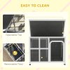 PawHut Outdoor Dog Kennel, Wooden Dog House Shelter with Asphalt Openable Top, Removable Floor, Clear Front Panel, Curtain, Windows, for Small, Medium Puppies, 90 x 62 x 71cm, Light Grey