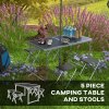 Outsunny 4ft Folding Picnic Table and Chairs, Portable Camping Table and Chairs Outdoor Indoor Use for BBQ Picnic Garden Parties