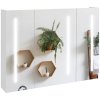 kleankin LED Lighted Bathroom Mirror Cabinet, Wall Mounted Bathroom Storage Cupboard with USB Charge, Adjustable Shelf, 90W x 15D x 70Hcm, High Gloss White