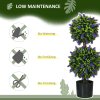 HOMCOM Set of 2 Decorative Artificial Plants Ball Trees with Lavender Flowers in Pot Fake Plants for Home Indoor Outdoor Decor, 70cm, Green