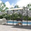 Outsunny 2.2 x 1.5 m BBQ Grill Gazebo Tent, Garden Grill with Metal Frame, Curved Canopy and 10 Hooks, Outdoor Sun Shade, Beige