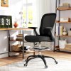 HOMCOM Drafting Chair, Swivel Draughtsman Chair, Ergonomic Office Chair, Mesh Standing Desk Chair with Flip-up Armrest, Lumbar Support, Adjustable Foot Ring, Black