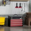 DURHAND 4 Drawer Tool Chest, Lockable Metal Tool Box with Ball Bearing Runners, Portable Toolbox, 510mm x 220mm x 395mm, Black