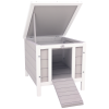 PawHut Wooden Rabbit Hutch Outdoor, Guinea Pig Hutch, Rabbit Hideaway, Cat House, Bunny Cage Small Animal House 51 x 42 x 43 cm, Grey
