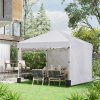 Outsunny 3 x 3 (M) Pop Up Gazebo, UPF 30+ with 2 Sidewalls, Leg Weight Bags and Wheeled Bag, Height Adjustable Party Tent Event Shelter for Garden, Patio, White