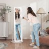 HOMCOM 360 Swivel Mirror Jewellery Cabinet with 3 Colour LED Lights, Lockable Jewellery Organiser, Free Standing Full Length Mirror with Storage for Earrings, Necklaces, Rings and Lipsticks, White