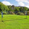 SPORTNOW 4m Badminton Net, Foldable Height Adjustable Outdoor Sports Net with Carry Bag, for Tennis, Badminton, Pickleball, Volleyball, Black and Blue