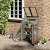 Outsunny Wooden Cold Frame Polycarbonate Greenhouse with Openable Top Cover and Double Door, Grow House for Flower, Vegetable and Plants, 70 x 50 x 120cm, Grey