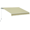 Outsunny 3m x 2.5m Garden Patio Manual Awning Canopy Sun Shade Shelter with Winding Handle Retractable Cream White