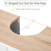 kleankin Under Sink Cabinet, Bathroom Sink Cabinet with 2 Doors, Pedestal Under Sink Design, Freestanding Bathroom Cupboard with Adjustable Shelf