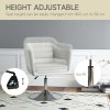 HOMCOM Swivel Linen Fabric Accent Chair for Living Room Contemporary Vanity Armchair with Adjustable Height Thick Cushion Lumbar Support Armrest for Bedroom Office Cream White