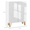 HOMCOM Narrow Shoe Cabinet with High Gloss, Slim Shoe Storage Cabinet with Soft-Close Hinges and Adjustable Shelves for 15-20 Pairs of Shoes